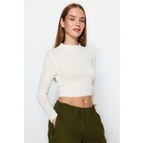 Trendyol Ecru Crop Basic Knitwear Sweater Cene