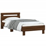  Okvir za krevet s uzglavljem i LED svjetlima boja smeđeg hrasta Smeđa 90 x 190 cm | shoptok.hr