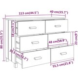  Komoda HAMAR tamnosiva 113 x 40 x 80 cm od masivne borovine | shoptok.hr