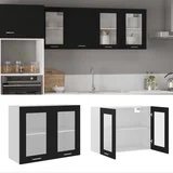 Viseći stakleni ormarić crni 80 x 31 x 60 cm od iverice