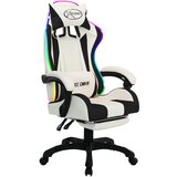 vidaXL igraća stolica s rgb led svjetlima crno-bijela od umjetne kože | shoptok.hr