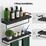 AFAJWSC 2x 42 cm lesena stenska polica z držalom za brisače | Shoptok.si