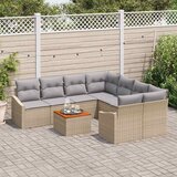  Sjedeća garnitura za vrt 9 kom. Bež i svijetlo siva poliratan 233.5 x 234 x 69 cm | shoptok.hr