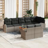 vidaXL 9-delni vrtni kavč set z blazinami siva poly ratan akacija | Shoptok.si