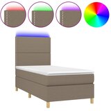  box spring s madracem LED smeđesivi 90x200 cm tkanina | shoptok.hr