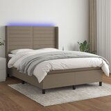The Living Store Box spring postelja z vzmetnico LED taupe 140x200 cm blago - Box Spring Postelja, (21520514) Cene