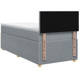 Krevet s box springom madracem i LED-om Svjetlosiva Tkanina - Svjetlosiva Jjedan Prošiveno gumbima | shoptok.hr