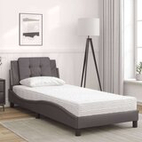  Postelja z vzmetnico siva 90x200 cm umetno usnje | Shoptok.si