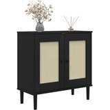  Komoda SENJA crna izgled ratana 80x35x80 cm masivna borovina | shoptok.hr