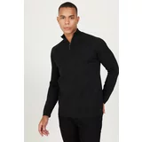 ALTINYILDIZ CLASSICS Men's Black Standard Fit Normal Cut Stand-Up Bato Collar Knitwear Sweater