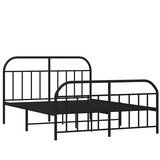 Metalni okvir krevet bez madraca s podnožjem crni 180x200 cm | shoptok.hr