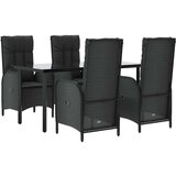  5-dijelni vrtni blagovaonski set s jastucima od poliratana crni | shoptok.hr