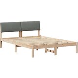  Okvir kreveta smeđe i tamnosivo 135 x 190 cm Masivna borovina | shoptok.hr
