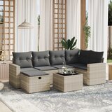  The Living Store Vrtna sedežna garnitura 7-delna z blazinami siv poli ratan - Vrtna Sedežna Garniture, (21479534) | Shoptok.si