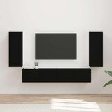 Crna Set omare za televizijo na steni 4 pcs Črna Konstruiran les, (5000132477) | Shoptok.si