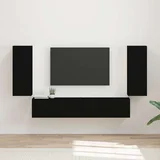 Set omare za televizijo na steni 4 pcs Črna Konstruiran les, (5000132477)