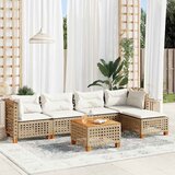  6-dijelni set vrtnih sofa s jastucima bež od poliratana 55 x 55 x 36 cm | Shoptok.si