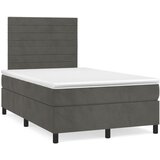 vidaXL Box spring postelja z vzmetnico temno siv 120x190 cm žamet | Shoptok.si