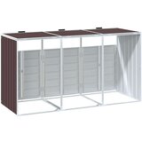 vidaXL spremište za 2 kanta za otpad smeđe 216x81x115 cm čelično | shoptok.hr