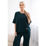 Kesi Włoski Cotton set blouse + trousers dark powder pink Cene