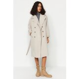 Trendyol Stone Oversize Wide Cut Belted Water Repellent Trench Coat Cene