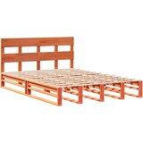 vidaXL Posteljni okvir z vzglavjem voščeno rjava 135x190 cm borovina, (21273462) | Shoptok.si