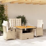  4-dijelni vrtni blagovaonski set od poliratana s jastucima bež Dužina stola 110 cm | Shoptok.si