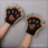 INF Srčkane rokavice brez prstov s tačkami Brown, (21751712) | Shoptok.si