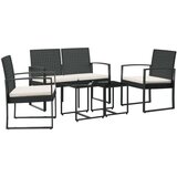 vidaXL 5-dijelni vrtni blagovaonski set s jastucima crni od PP ratana | shoptok.hr