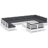 Maison Chic Seti vrtnega pohištva - Vrtna garnitura - Vrtni pohištvo set 13-delna z blazinami bela borovina, (21810238) | Shoptok.si
