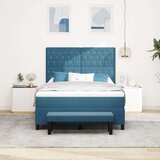 Box Spring Krevet s Madracem i Klupom Tamno Plavi 160x200 cm Baršun | shoptok.hr