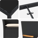 vidaXL 5-delna vrtna jedilna garnitura z blazinami Črna ratan, Vrtna miza Črna 140x80x73 cm Temperirano steklo | Shoptok.si