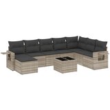 Maison Chic Seti vrtnega pohištva - Vrtna garnitura - Vrtni pohištvo set 9-delna z blazinami sv. siv poli ratan, (21797094) | Shoptok.si