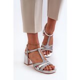 EVENTO Women's Silver Faux Leather Heeled Sandals Lyana | Shoptok.si