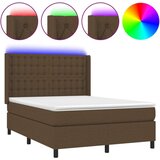  Krevet box spring s madracem LED tamnosmeđi 140x200 cm tkanina | shoptok.hr