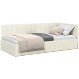  Kutni okvir kreveta s uzglavljem Krema 100 cm x 200 cm Baršun | shoptok.hr