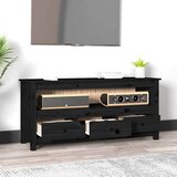 TV ormarić crni 114 x 35 x 52 cm od masivne borovine | Eponuda.com
