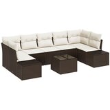 vidaXL Vrtna sofaset Set 8 Rjava in bela Ratan in poliester, (22093616) | Shoptok.si