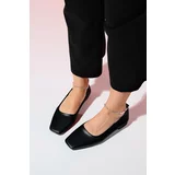 LuviShoes POHAN Black Skin Stone Detailed Women's Flat Shoes