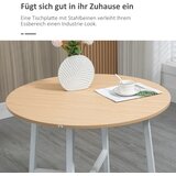  Blagovaonski stol industrijski stil zaobljeni dizajn stabilan do 60 kg Ø80 x 76V cm prirodno drvo/bijela | shoptok.hr