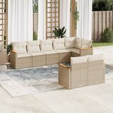Maison Chic Seti vrtnega pohištva - Vrtna garnitura - Vrtni pohištvo set 8-delna z blazinami bež poli ratan, (21801069) | Shoptok.si