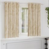 vidaXL zavese iz žameta 2 kosa z očki Krem 175x140 cm | Shoptok.si