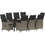 vidaXL 9-delni vrtni jedilni set z blazinami Siva Poli Ratan | Shoptok.si
