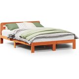 vidaXL posteljni okvir brez vzmetnice voščeno rjav 120x200 cm borovina, (21368841) | Shoptok.si
