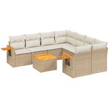 Maison Chic Seti vrtnega pohištva - Vrtna garnitura 9-delna z blazinami bež poli ratan, (21804541) | Shoptok.si