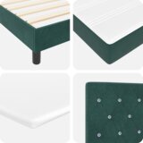 Box Postelja z vzmetnico z vzmetnico Temno zelena 90 x 200 cm blago | Shoptok.si