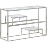 Maison Chic konzolna miza - miza ob steni srebrna nerjaveče jeklo in kaljeno steklo, (21785866) | Shoptok.si