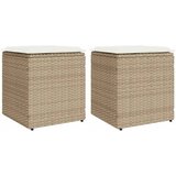 vidaXL Vrtni stolčki z blazinami 2 kosa Bež 40x40x43 cm poli ratan Cene