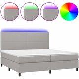  Krevet box spring s madracem LED svjetlosivi 200x200 cm tkanina | shoptok.hr