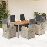  7-dijelni vrtni blagovaonski set sivi od poliratana Siva Dužina stola 190 cm | Shoptok.si